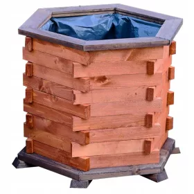    KONIUSZEK OGRODY Blumentopf 50 cm x 50 x 41 cm Durchmesser 40 cm Holztöne in Braun und Beige