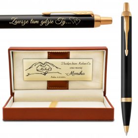  Parker IM schwarzer GT-Kugelschreiber mit GRAVUR-Leder