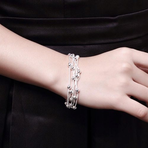  925 Silberarmband, Schlangenketten, Kugeln B03