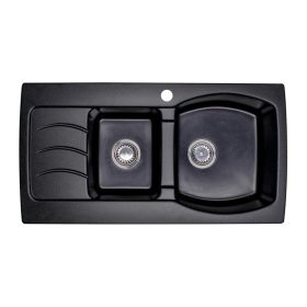 DARFOR Zweibeckenspüle, schwarzer Granit