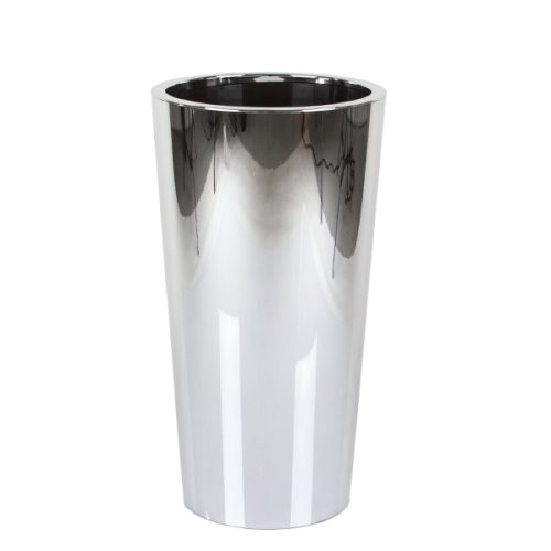  Euro3plast Blumentopf 33 cm x 33 x 61 cm Durchmesser 33 cm Kunststoff Chrom, Grau- und Silbertöne