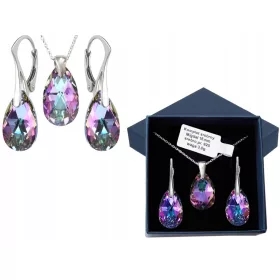    SILBERSCHMUCKSET MIT SWAROVSKI-KRISTALLEN MANDEL 16mm SILBER 925