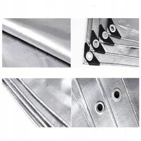   Verstärkte und robuste Abdeckplane 6x10m, 120g/m2, wasserdicht mit UV-Schutz - silber