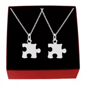  PUZZEL-FREUNDSCHAFTS-HALSKETTE SILBER 925 2ER-SET