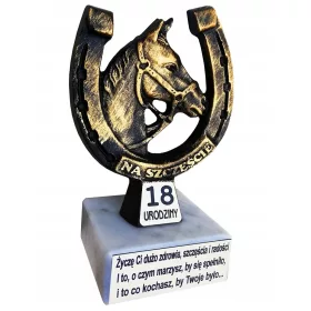    Hufeisen als Geschenk zum 18. Geburtstag, Statuette mit einem Pferd