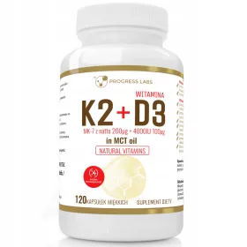   Vitamin K2 MK-7 200mcg + D3 4000IU in MCT-Öl, 120 Kapseln von Progress Labs