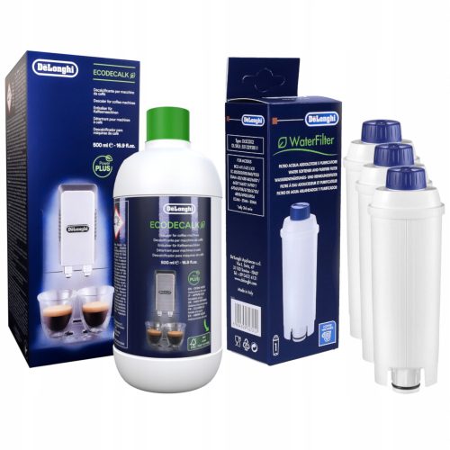  3× Delonghi Wasserfilter 5513292811 + Delonghi Ecodecalk DLSC500 Entkalker 500 ml