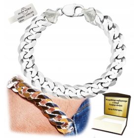    HERREN-ARMBAND AUS 925-SILBER, VOLLDICKE RÜSTUNG, 13 mm 925-SILBER + GRAVUR