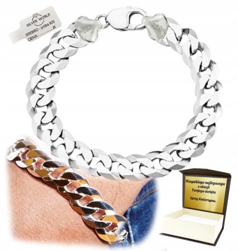  HERREN-ARMBAND AUS 925-SILBER, VOLLDICKE RÜSTUNG, 13 mm 925-SILBER + GRAVUR