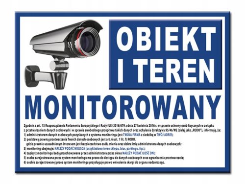 DSGVO-PLATTE-BOARD-ANLAGE ÜBERWACHTER BEREICH