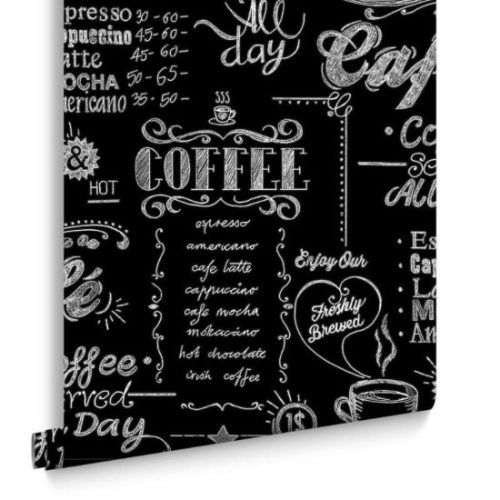 Tapete Tafelbeschriftung schwarz Küche Kaffee 32-993