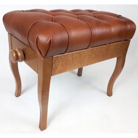  MX-Klavierbank, helles Walnussholz, braunes C-12-Leder