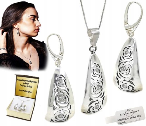  925-SILBER-SET mit SWAROVSKI-GRAVIERTEM Zirkonia