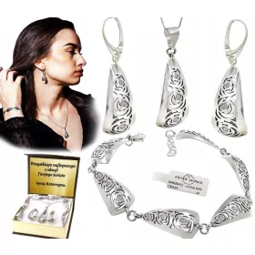    SCHÖNES SET AUS 925 SILBERSCHMUCK. SWAROVSKI-Strasssteine + GRAVUR