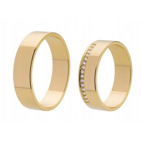  585 GOLD TRAURINGE mit 15 DIAMANTEN 0,15 ct