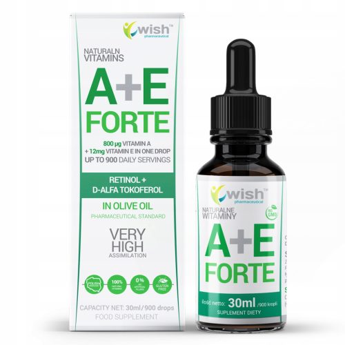 Natürliches Vitamin A + E Forte in Tropfenform, 30ml - 900 Tropfen, Ohne Konservierungsstoffe