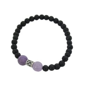  Herrenarmband Steine Amethyst Lava vol. Silber