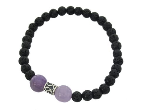  Herrenarmband Steine Amethyst Lava vol. Silber