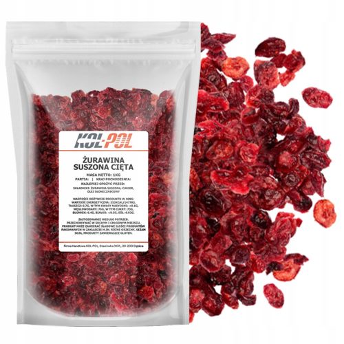  GETROCKNETE CRANBERRIES 1kg Geschnitten, naturbelassen, hochwertig