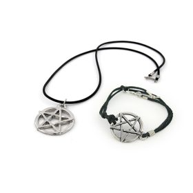  PENTAGRAMM-SET - HALSKETTE UND ARMBAND
