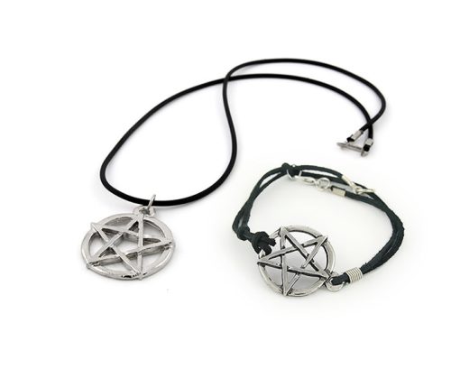  PENTAGRAMM-SET - HALSKETTE UND ARMBAND