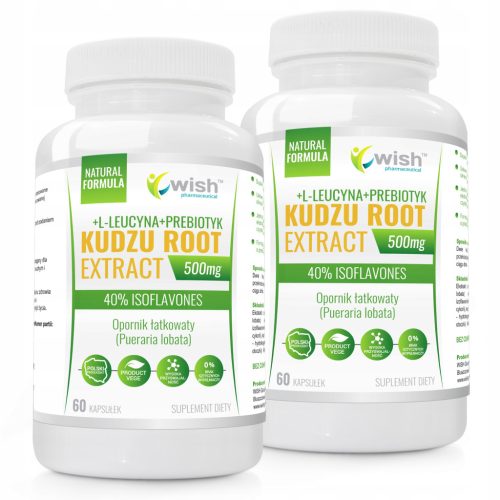 Kudzu Wurzelextrakt 500mg 40% Isoflavone + L-Leucin + Prebiotikum von Wish Pharmaceutical