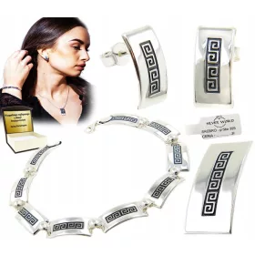    ELEGANTES SET AUS 925 SILBERSCHMUCK, GRIECHISCHES SILBERSET + GRAVUR