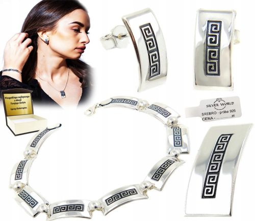  ELEGANTES SET AUS 925 SILBERSCHMUCK, GRIECHISCHES SILBERSET + GRAVUR