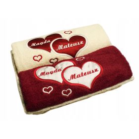    GESCHENK-Handtücher mit Stickerei im Korb, Hochzeit, Jubiläum.