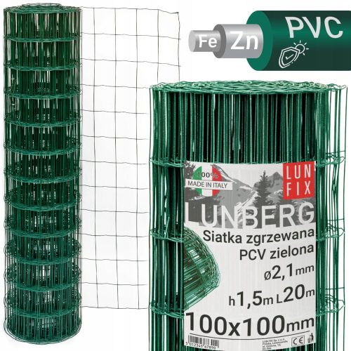 Verzinktes und grünes PVC-Zaungeflecht, 20 m, 1,5 m hoch