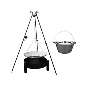    Grill Dreibein Garten Lagerfeuer Edelstahl Rost Kamin 70 Kessel