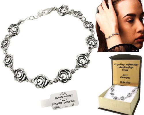  NIEDLICHE ROSEN Elegantes SILBER-Armband + GRAVUR