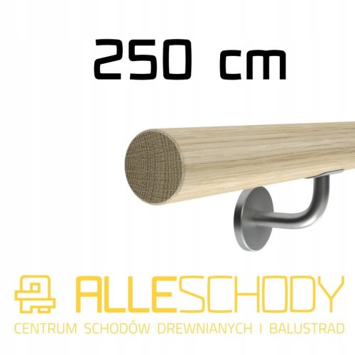 Wandgeländer aus Holz, Durchmesser 42, 270 cm, Eiche lackiert
