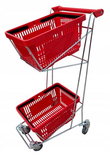 ZWEISTUFIGER EINKAUFSWAGEN FÜR 2 EINKAUFSKÖRBE!