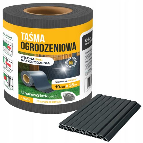  Linarem SiatkiSieci Zaunband 19 cm x 35 m Anthrazit