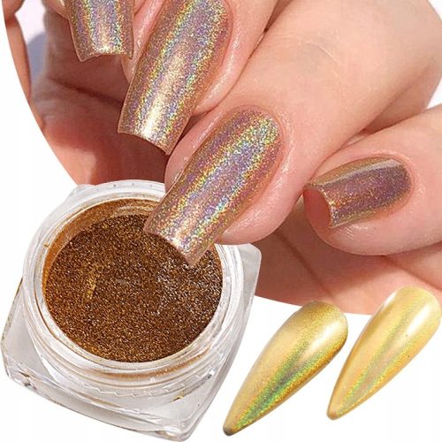  HOLO GOLD GLITZER NAGELPUDER GOLD HOLOGRAPHISCHER GLITTER