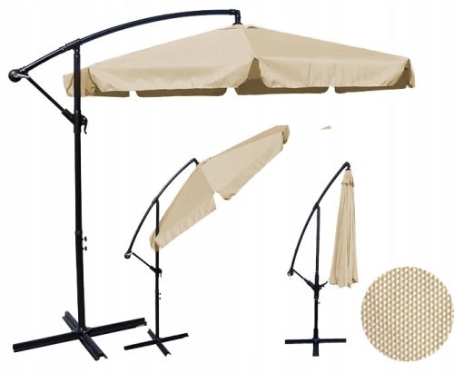 Sonnenschirm für Terrasse und Garten - Expand-Regenschirm mit Galgen, 350 x 250 cm, beige