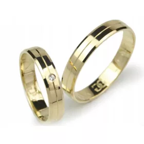  POLIERTE GOLD-HOCHZEITSRINGE 4 MM MIT GOLDRUN-ZIRKONIA