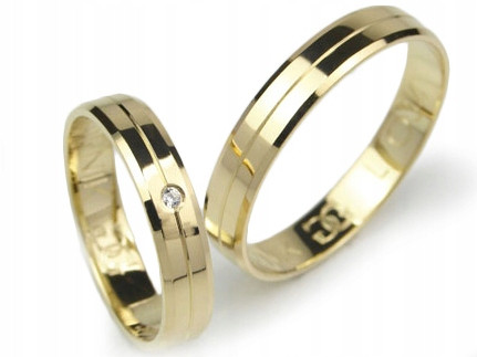  POLIERTE GOLD-HOCHZEITSRINGE 4 MM MIT GOLDRUN-ZIRKONIA