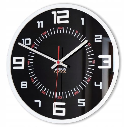 Uhr für zu Hause ModernClock Wanduhr weiß, schwarz, Rottöne, 30 cm