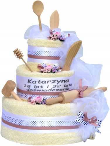 Sets Handtücher Ein Geschenk zum Geburtstag. Eine bestickte Handtuchtorte