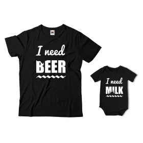 HERREN-T-Shirt für Papa und Body für Sohn