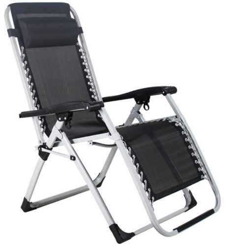 Sonnenliegen und Garten und Terrasse Art 3 Liegestuhl, schwarzes Metall