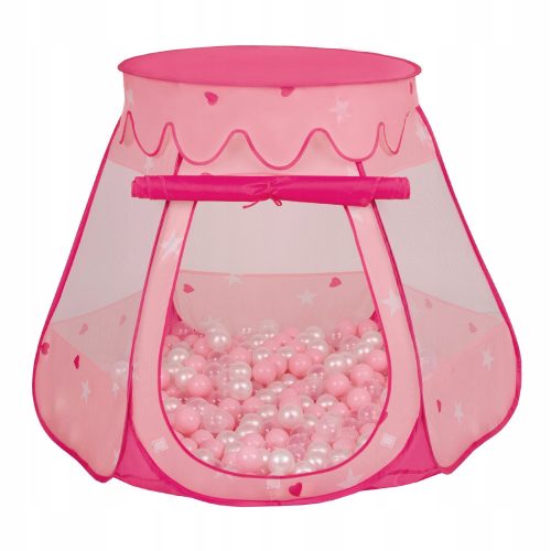 Selonis Zamek Kinderlaufstall, Zelt für Kinder mit Bällen NZ-03-PINK 105 x 90 cm