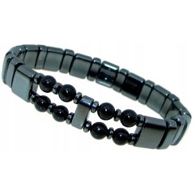  Herren-Rosenquarz-Armband 20 cm, schwarz