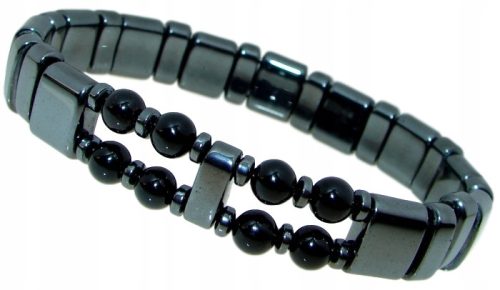  Herren-Rosenquarz-Armband 20 cm, schwarz
