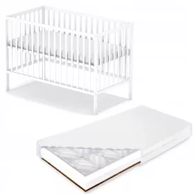    Bobas Magda Holzbett 60 x 120 cm weiß + FPH Tapi Matratze – Konrad Lech Buchweizen-Kokos mittel – hart 120 x 60 x 10 cm