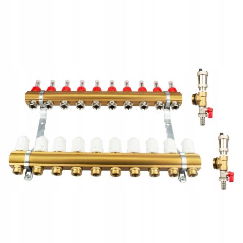  Etagenverteiler 10 Abschnitte, Messingkreise