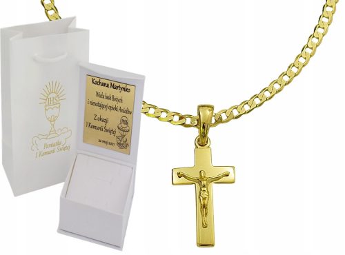  Goldene Herren-Rüstungskette, 2,5 cm lang, mit Kreuz, PR 585, kostenlose Gravur