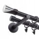 Eleganter Doppel-Karnis aus Metall, Schwarz, 19mm Durchmesser und 220cm Länge